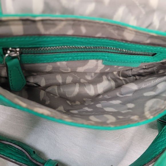 Aimee Kestenberg Bali Mini Green Pebbled Leather Crossbody Bag Signature Flap - Picture 8 of 8